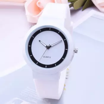 Модные повседневные женские часы, белые часы, женские Аналоговые кварцевые наручные часы с силиконовым ремешком, женские часы