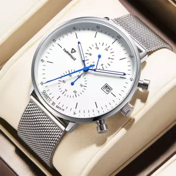 Модные Простые кварцевые часы для мужчин, модные брендовые повседневные многофункциональные водонепроницаемые наручные часы с сетчатым ремешком