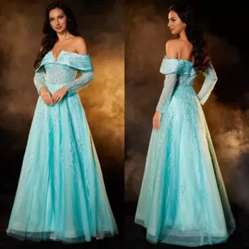 Модные Простые Вечерние платья-трапеции Jiayigong с открытыми плечами, атласное платье на заказ с блестками и бисером