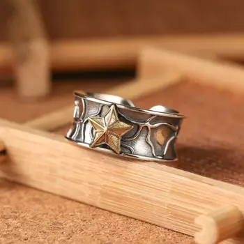 Модные серебряные украшения из стерлингового серебра 925 пробы, персонализированное тайское серебряное мужское и женское модное открытое кольцо с широким лицом