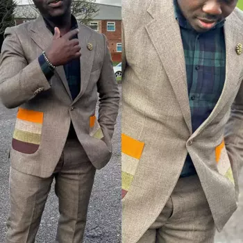 Модные свадебные мужские костюмы, смокинг по индивидуальному заказу, 2 предмета, С трехцветным карманом, пиджак, брюки, блейзер, женский костюм певицы