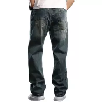 Модные Винтажные прямые джинсы, Мужские повседневные Свободные мешковатые джинсовые брюки, уличная одежда в стиле хип-хоп, Одежда большого размера 29-44