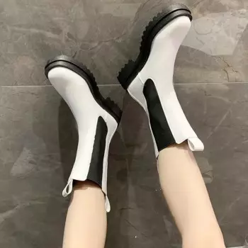 Модные женские ботильоны на массивном каблуке, женская обувь, Осенние брендовые дизайнерские ботинки челси, женские ботинки на платформе, Lasdies