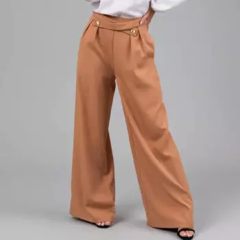 Модные женские брюки с высокой талией, свободные широкие брюки с глубоким шаговым швом, однотонные мягкие дышащие прямые женские повседневные длинные брюки с карманами