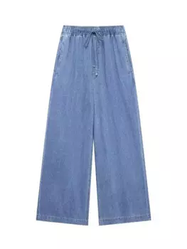 Модные женские джинсовые брюки HH TRAF, новинка сезона осень 2024, свободные прямые джинсы с высокой талией, женские шикарные длинные брюки с широкими штанинами