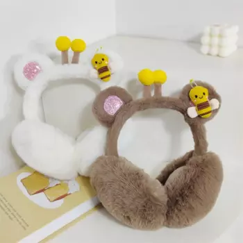 Модные зимние теплые наушники Little Bee, складные плюшевые грелки для ушей, защита от холода, мягкие зимние наушники
