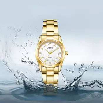 Модные золотые кварцевые часы, женские роскошные водонепроницаемые наручные часы со стальным ремешком для девочек, женские часы Relogio hombre