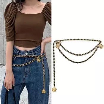 Модный цветок кулон поясная цепочка в стиле панк регулируемый пояс джинсовый костюм металлическая цепочка ремни женские