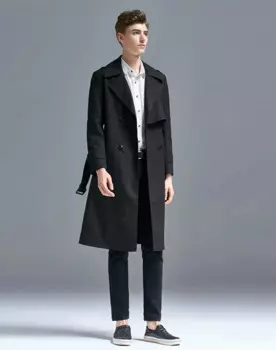 Модный длинный Тренч выше колена, Мужская весенняя куртка в новом английском стиле, свободная куртка большого размера, длинное пальто