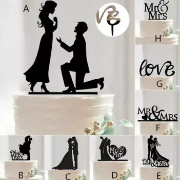 Модный хит, свадебное украшение Mr Mrs, топпер для торта, акриловый, черный, романтичный, для невесты, жениха, аксессуары для торта, свадебные сувениры