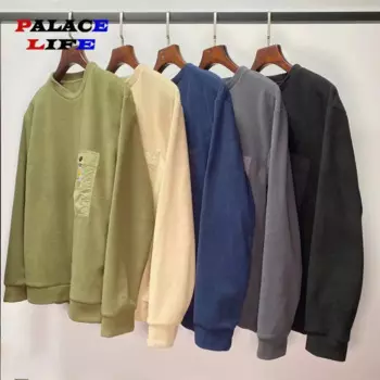 Модный классический пуловер с маленькими карманами и круглым вырезом, махровая Толстовка для инструментов для мужчин и женщин, Ретро стиль Харадзюку, свободный флисовый джемпер с длинными рукавами