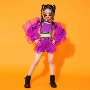 Модный костюм для уличных танцев, комплект для девочек для джазовых танцев, детская модельная одежда для выступлений, модная одежда