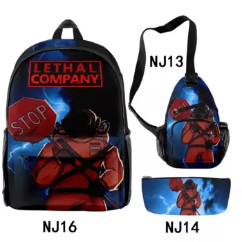 Модный молодежный забавный рюкзак Lethal Company, 3 шт./компл., рюкзак с 3D принтом, сумка для книг, рюкзак для ноутбука, рюкзаки, нагрудные сумки, пенал