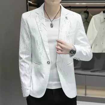 Модный мужской костюм, куртка на весну и лето, одинарный Западный Топ для молодых мужчин, женский роскошный Удобный Повседневный маленький костюм с линией электрошока