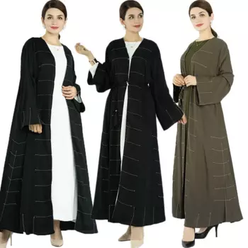 Модный открытый кардиган Дубай Abaya для женщин, мусульманский скромный халат, однотонный кафтан из Турции, Рамадан, Арабская Исламская одежда, кимоно, наряды