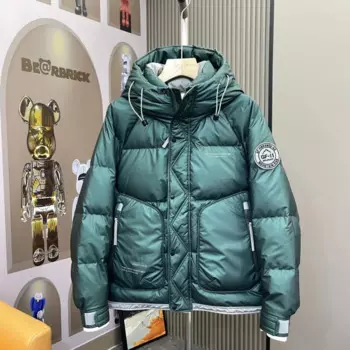 Модный пуховик, короткая мужская одежда, уличная одежда, мужской пуховик, крутая Дизайнерская куртка с большими значками и капюшоном, пуховик с большими карманами