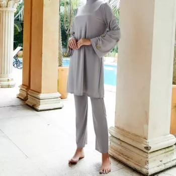 Модный солнцезащитный купальник с вышивкой, комплект из трех предметов, консервативный купальник, женский мусульманский пляжный костюм, шарф Burkinis, купальный костюм