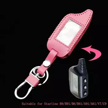 Модный стиль, 3-кнопочный розовый кожаный чехол для ключей для Starline B9 B6 A91 A61 Twage, двусторонний автомобильный брелок с системой сигнализации