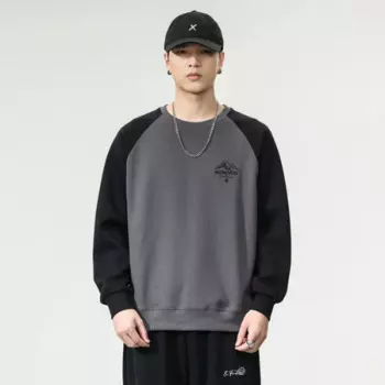 Модный свитер с круглым вырезом для мужчин, осень 2024, мужская одежда, американская уличная трендовая повседневная универсальная футболка с длинными рукавами