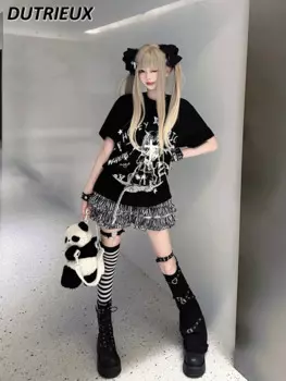 Модный Свободный двухмерный топ из субкультуры в стиле Харадзюку с коротким рукавом мужская и женская футболка Летняя Повседневная футболка с круглым вырезом