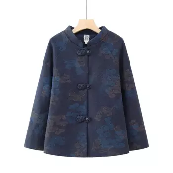 Модный топ с принтом Тан, традиционная китайская осенне-зимняя куртка, винтажное пальто большого размера 5XL, Женский костюм Тан среднего возраста