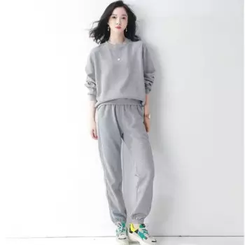 Модный вафельный комплект свитшотов Advanced Sense, женский весенне-осенний тонкий повседневный пуловер, свободные спортивные штаны, костюм из двух предметов в Корейском стиле