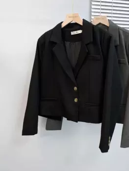 Модный весенне-осенний Женский блейзер Lnsozkdg, женское черное, серое пальто с длинным рукавом, Офисная Женская Деловая одежда для работы, официальная куртка