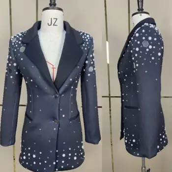 Модный женский костюм с искусственным жемчугом, праздничное платье с зеркалом, джазовая одежда, сценический костюм ГОГО, танцор, праздничный наряд XS7662