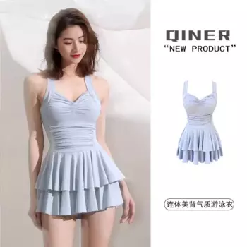 Модный женский купальный костюм в Корейском стиле, облегающий пикантный Цельный купальник, пляжная одежда, купальный костюм с высокой талией для девочек