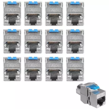 Модульные Разъемы Keystone CAT-8, 12 штук, экранированный разъем Keystone Jack RJ45 Cat 8, модуль Ethernet, 40 Гбит, с экранированным корпусом