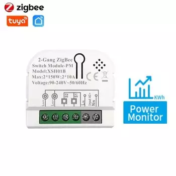 Модуль переключателя SZKOSTON ZigBee 2 каналов 10A с монитором мощности