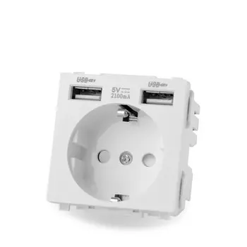 Модуль питания S Series- DE EU с двойным USB-модулем для зарядки, Бесплатная комбинированная розетка, черный, белый, золотой, серый