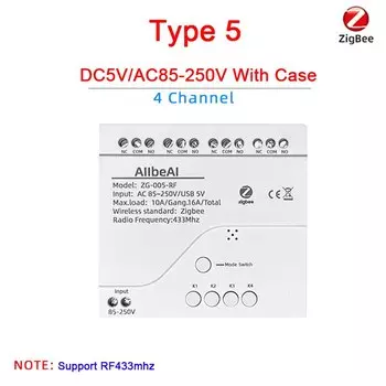 Модуль умного переключателя AllbeAI Zigbee 4 канала