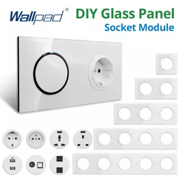 Wallpad Белая стеклянная настенная розетка с USB