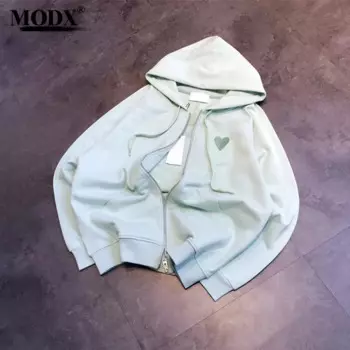 [MODX] 24 осень/зима Макарон вышитая молния Мужская Женская стильная шерстяная хлопковая толстовка Love