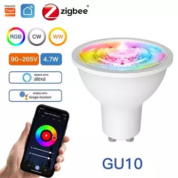 MOES Tuya ZigBee Умные светодиодные лампы GU10 RGB+CW