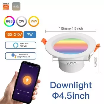 MOES WiFi Smart LED Downlight 7/10 Вт RGB