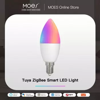 MOES Zigbee Умная лампа-свеча E14 5Вт RGB CCT