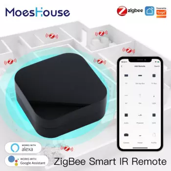 Умный ИК-пульт дистанционного управления MoesHouse Tuya ZigBee, универсальный инфракрасный пульт дистанционного управления для умного дома, работает с Alexa Google Home