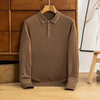 Молодежное поло, осенние и зимние топы, тонкий свитер с длинным рукавом для папы, мужской шерстяной свитер с воротником