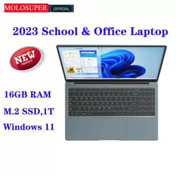 MOLOSUPER 15,6-дюймовый школьный ноутбук для продажи 16 ГБ/12 ГБ DDR4 RAM M.2 SSD N5095 Четырехъядерный офисный ноутбук с Windows 11/Win10