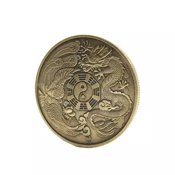 Монета на удачу "Китайский дракон и Феникс", металл