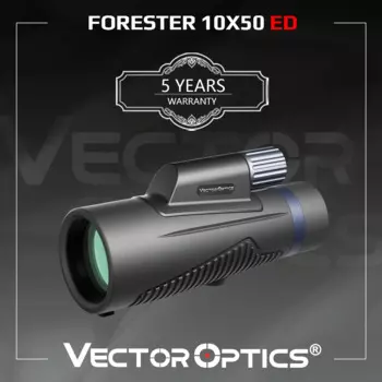 Монокуляр Vector Optics Forester 10x50 с 6 группами и 8 линзами с покрытием из серебра и полностью многослойными линзами ED, водонепроницаемый по стандарту IPX7.