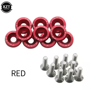 Монтаж для автомобиля JDM из алюминиевого сплава, комплект из 10 штук, шайба M6, винт, крыло, шайба, болт, декоративная прокладка, болт для номерного знака, автомобильные аксессуары