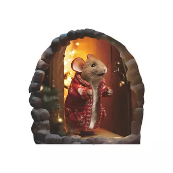 MOONBIFFY 3D наклейки на стену Санта-мышь в мышке