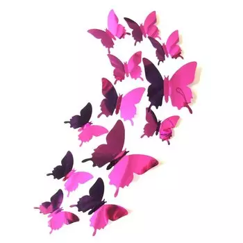 MOONBIFFY 3D зеркальные наклейки бабочки 12 шт.