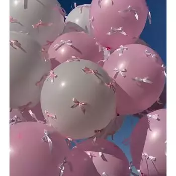 MOONBIFFY белые латексные шары с розовым бантом