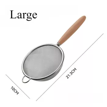 MOONBIFFY Дуршлаг из нержавеющей стали с деревянной ручкой
