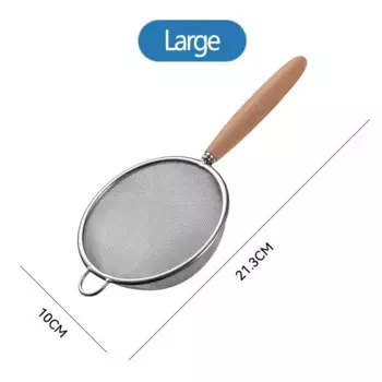 MOONBIFFY Дуршлаг из нержавеющей стали с деревянной ручкой