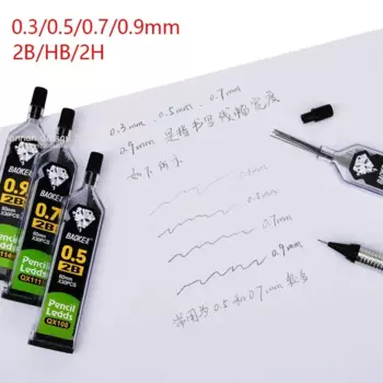 MOONBIFFY Механические карандаши стержни 0,3/0,5/0,7/0,9 мм 2B/HB/2H черного цвета